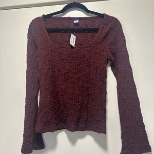 Women's Burgundy Long Sleeve Top